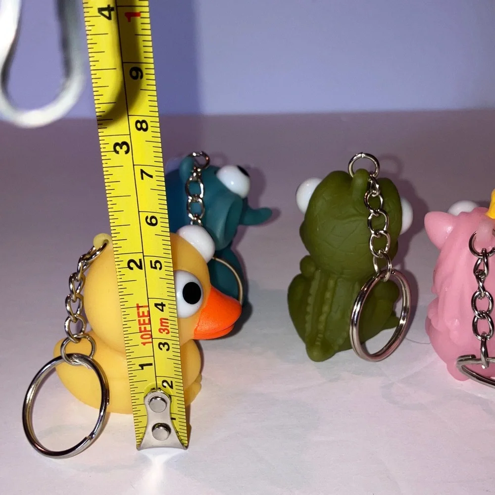 Playful Animal Keychain Set‎ Squishy Silicone with Protruding Eyes NWOT 2”